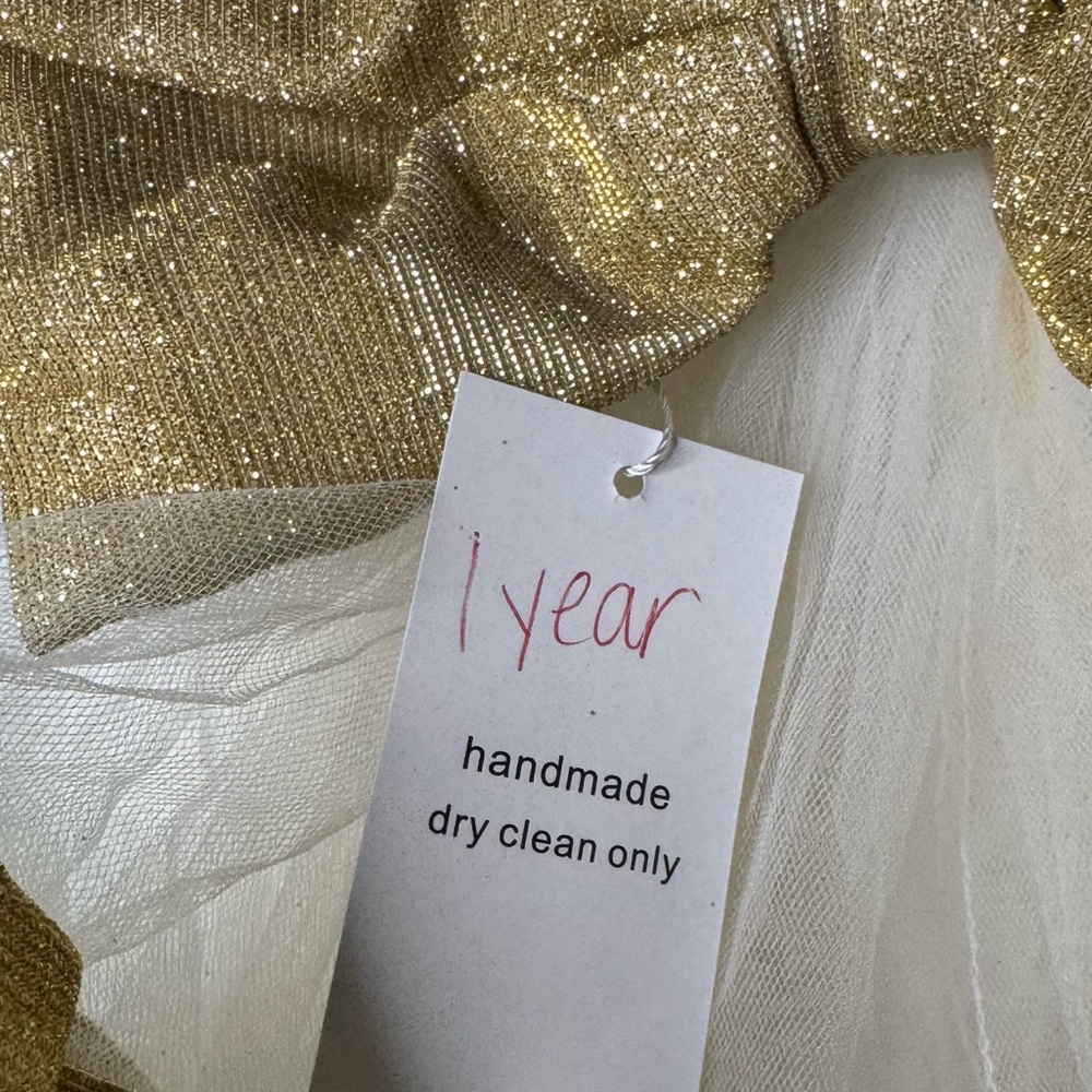 Handmade Gold and White Kids Costume Dress - Picture 3 of 3